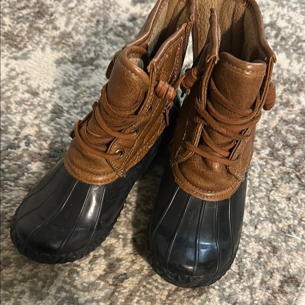 Brown and Black Duck Boots